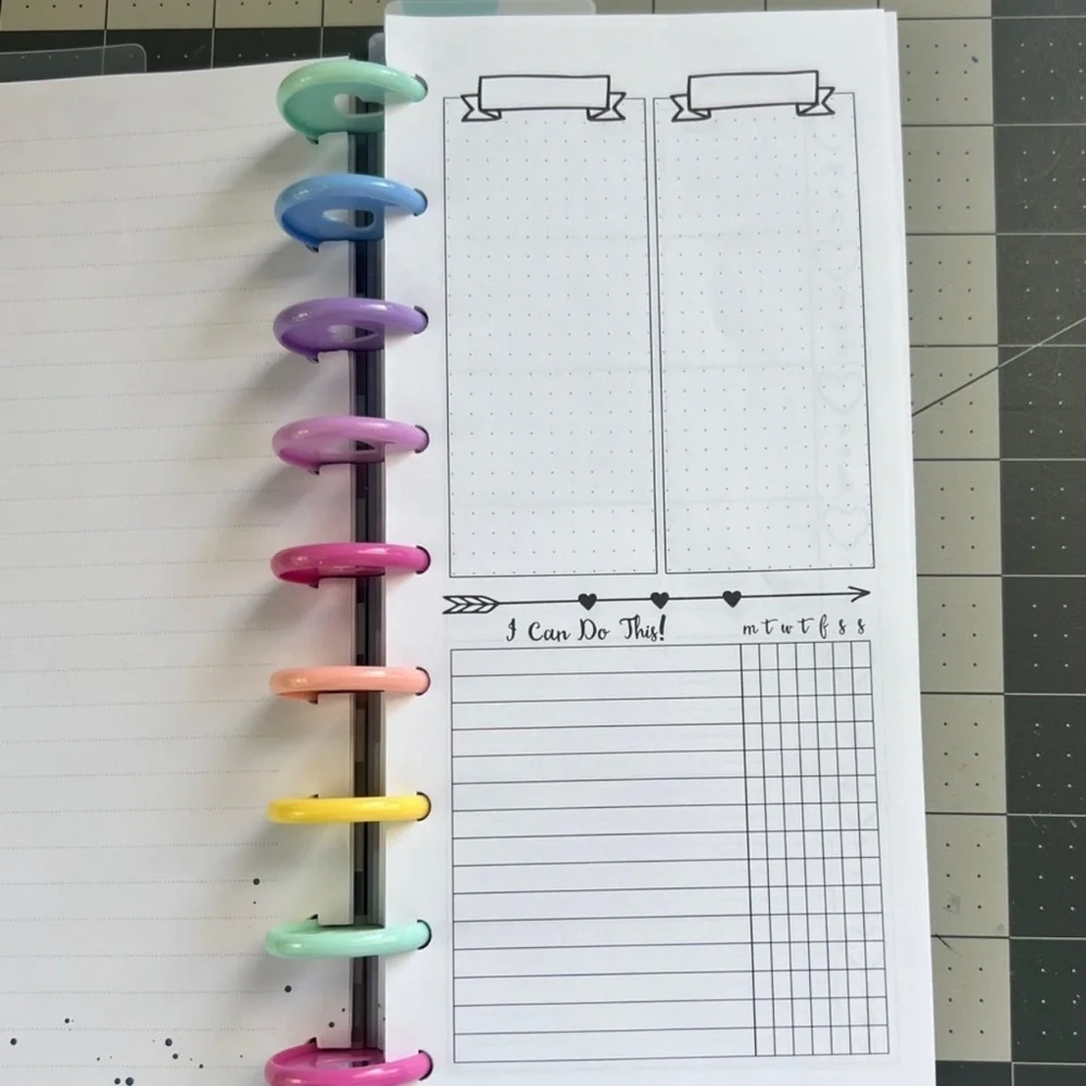 Skinny classic Happy Planner Weekly Layout Notes Inserts Dotted Grid and Lines